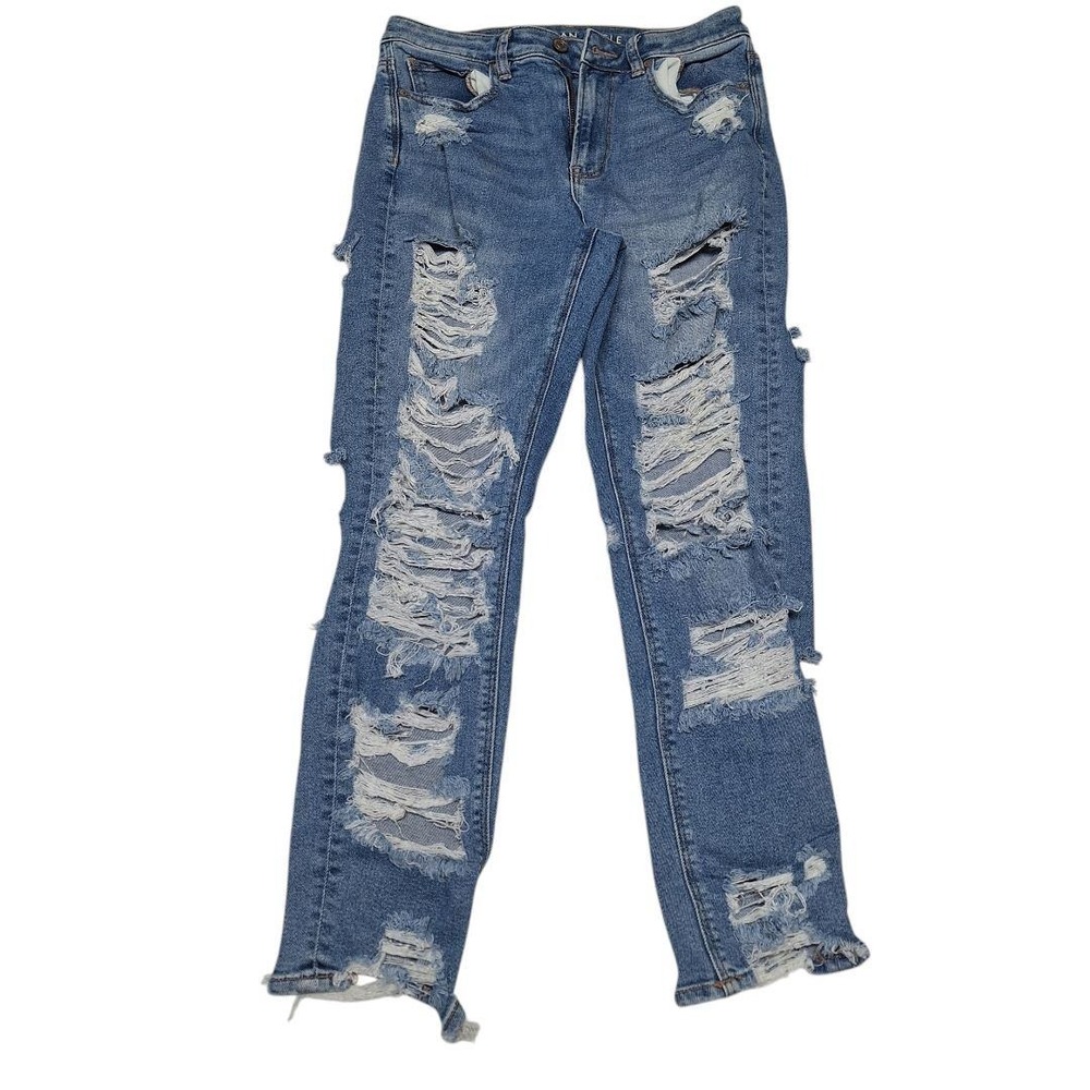 American Eagle Outfitters Womens Size 6 Distressed Ripped Mom Jeans Medium Wash